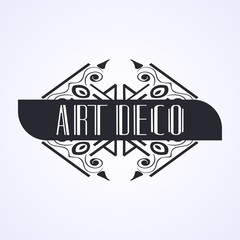 Vintage modern art deco frame design for labels, banner, logo, emblem, apparel, t- shirts, sticker and other design object. Vector illustration