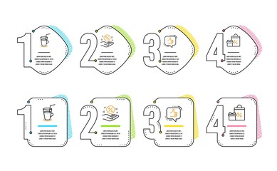 Loan percent, Like and Cocktail icons simple set. Shopping sign. Discount hand, Thumbs up, Fresh beverage. Gifts and sales. Business set. Infographic timeline. Line loan percent icon. Vector