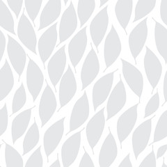 White vector seamless texture with leaves on a white background