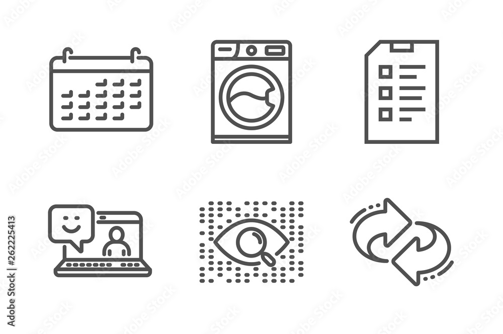 Poster artificial intelligence, washing machine and checklist icons simple set. smile, calendar and refresh