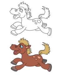 coloring pages for childrens with funny animals,little horse