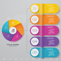 5 steps infographics chart design element. For data presentation.