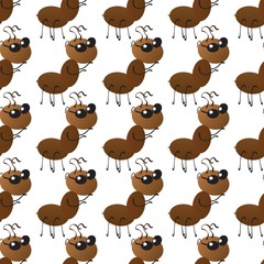 A colony of small working ants on the way. Seamless Wallpaper pattern.   The ability to stretch to any size in all directions without loss of quality.  Vector illustration