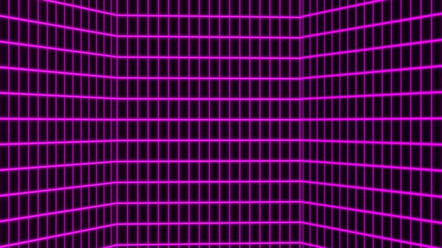 Vertical purple retro-futuristic 80s synthwave grid background. Seamless loop futuristic background.