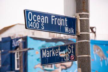 Ocean Front street sign in Venice Beach Los Angeles - travel photography