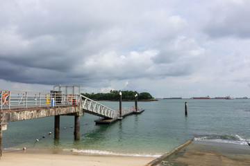 Siloso Beach Sentosa is the most famous white beach in Singapore. Siloso Beach Sentosa, Singapore, March 15 2019
