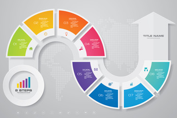 8 steps of arrow infografics template. for your presentation. EPS 10.	