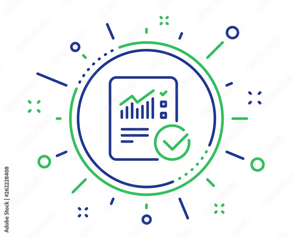 Poster checklist document line icon. analysis chart or sales growth report sign. statistics data symbol. qu