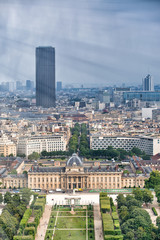 Trocadero Gardens aerial view from Eiffel Tower, Paris