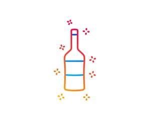 Wine bottle line icon. Merlot or Cabernet Sauvignon sign. Gradient design elements. Linear wine icon. Random shapes. Vector
