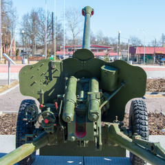 Exhibition of military technology.Outdated weapons of the Soviet Union.
