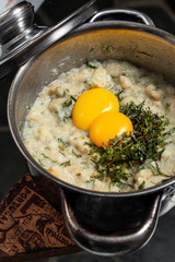 acorda de marisco portuguese traditional seafood  bread and egg stew