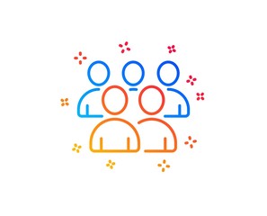 Group line icon. Business management sign. Teamwork symbol. Gradient design elements. Linear group icon. Random shapes. Vector