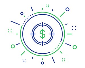 Target with Dollar line icon. Aim symbol. Cash or Money sign. Quality design elements. Technology dollar Target button. Editable stroke. Vector