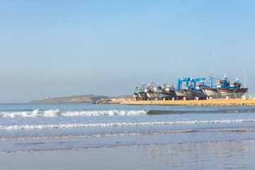 Docked Boats at the Harbor in Essaouira Morocco