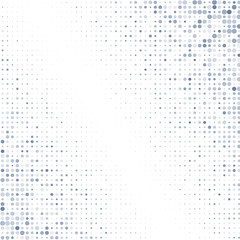 Blue and gray dots on white background.