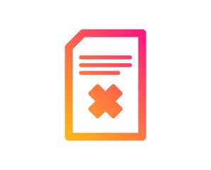 Remove Document icon. Delete Information File sign. Paper page concept symbol. Classic flat style. Gradient delete file icon. Vector