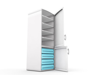 White Refrigerator Isolated. 3D rendering