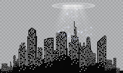 UFO light beam isolated on transparnt background. Vector illustration
