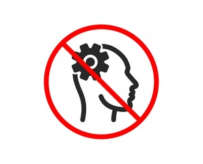 No or Stop. Engineering icon. Cogwheel tool sign. Man think symbol. Prohibited ban stop symbol. No engineering icon. Vector