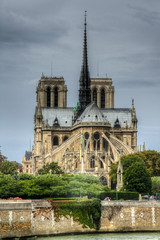 Fototapeta na wymiar Dark clouds over Notre Dame cathedral, Paris, France (HDR version)