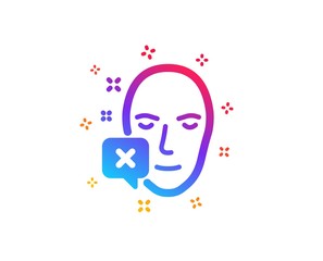 Face declined icon. Human profile sign. Facial identification error symbol. Dynamic shapes. Gradient design face declined icon. Classic style. Vector