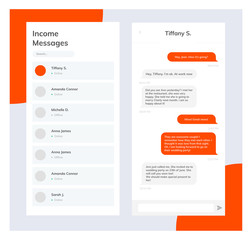 Vector phone chat interface. Sms messenger. Speech bubbles. Short message service bubbles. Flat interface