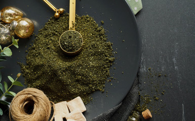 Green matcha tea powder  
