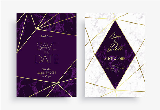 Two Save the Date card template. Geometric design.