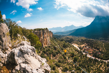 Highline in the mountains.
