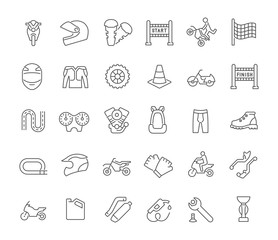 Set Vector Line Icons of Motorcycle Sport.
