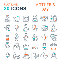 Set Vector Line Icons of Mother's Day