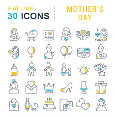 Set Vector Line Icons of Mother's Day