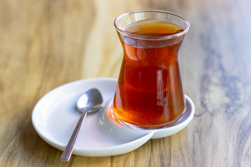 Tea, Turkish tea on the wooden table