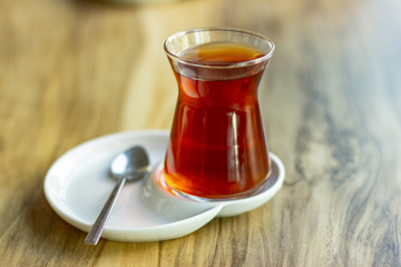 Tea, Turkish tea on the wooden table
