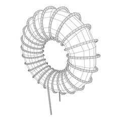 Toroidal Coil Inductor wireframe low poly mesh vector illustration