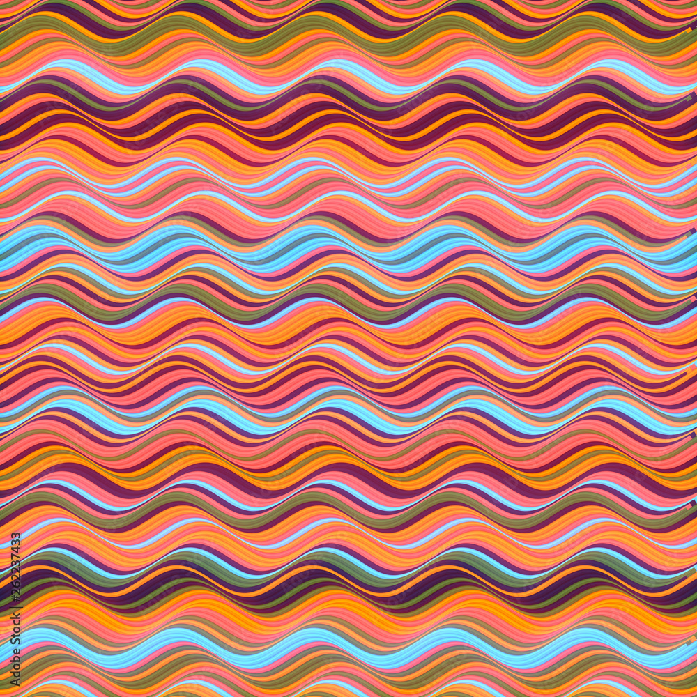 Aufkleber Colored Wavy Background. Dynamic Effect. Design Template. Modern Pattern. 3d rendering