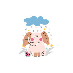 Cute elephant childish illustration