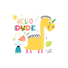 Yellow dinosaur poster for kids
