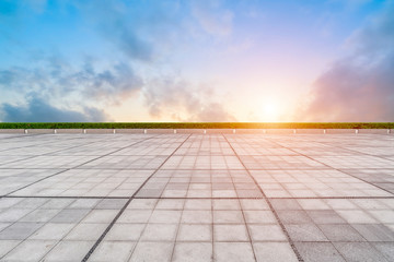 Fototapeta premium Empty Plaza Bricks and Sky Landscape..