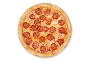 fresh italian classic original pepperoni pizza isolated on white