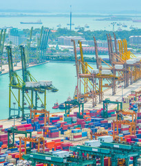 Singapore commercial port aerial view