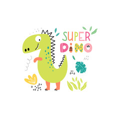 Cute dinosaur with text for kids
