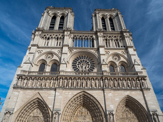 Fototapeta na wymiar PARIS, FRANCE - May, 2018: Amazing Notre-Dame Cathedral (Cathedrale Notre-Dame de Paris)