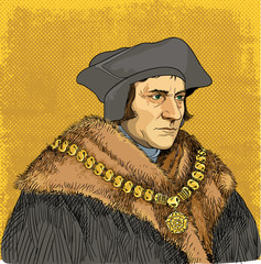 Sir Thomas More portrait in line art illustration 