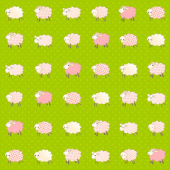 Seamless kids wallpaper with cute abstract sheep