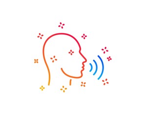 Fototapeta premium Human sing line icon. Talk sign. Person speak symbol. Gradient design elements. Linear human sing icon. Random shapes. Vector