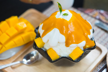 Bingsu mango ice cream Korean dessert