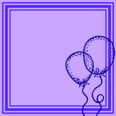 Fototapeta na wymiar Colored frame with hand drawn different balloons. Vector illustration