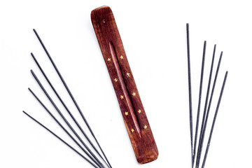 air freshener sticks on white background top view